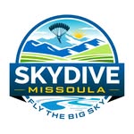 Skydive Missoula logo: parachute over mountains